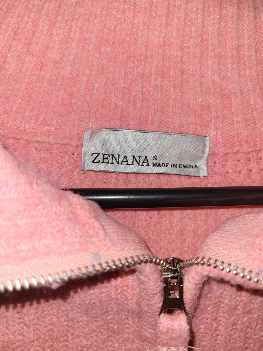 Zenana Outfitters Pink Half-Zip Waffle Knit Sweater - Picture 3 of 4